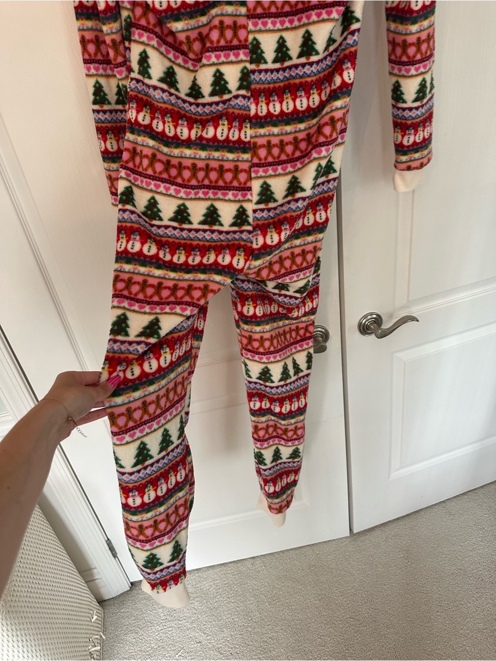 Forever 21 Multicolor Holiday Festive Fleece Zip-Up Onesie Size S - Picture 6 of 8